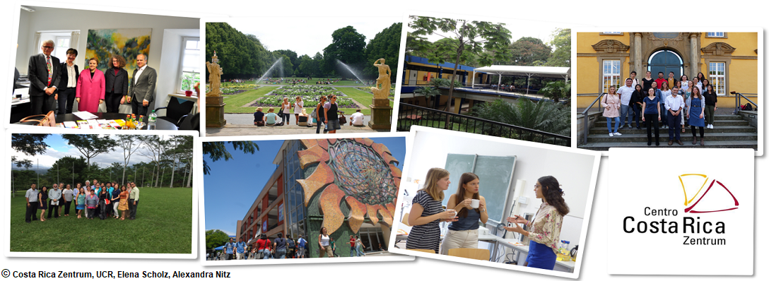 Collage de fotos de los campus de la Universidad de Osnabrück y de las universidades de Costa Rica